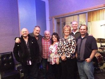 Jeremy Medkiff, David Johnson, Tony Creasman, Anna,Debbie, Roger Talley and Scott Barnett at Crossroads 03/18/13. (The A-Team)
