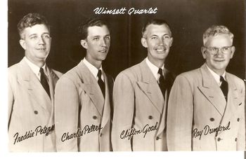 This is a picture of the Winsett Quartet from the late 40's. Freddie Peters (Ernie's Uncle) Charles Peters (Ernie's Dad). Wish you could have heard them.
