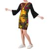 Hellfire and Brimstone All Over Print Bell Sleeve Dress
