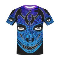 Dark Blue "Skull Face"  x  All Over Print T-Shirt