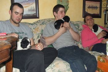 Our kids are almost grown now, but their friends always love cuddling a puppy...
