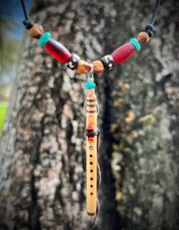 Curly Maple with Sleeping Beauty Turquoise Inlay Miniature Flute Pendant