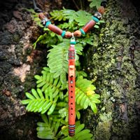 Eastern Red Cedar & Turquoise Miniature Flute Necklace