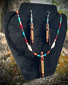 Curly Maple Miniature Flute Necklace/Earrings with Sleeping Beauty Turquoise Inlay (set)
