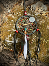 3" Black Deerskin Dreamcatcher with Miniature Flute