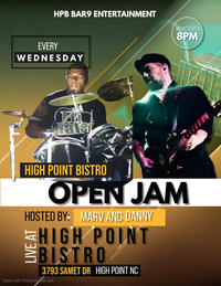 Danny Skeel of Jukebox Revolver and Marvin Whitikaer host the Open Jam at High Point Bistro