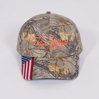 Camouflage Hat With Orange Lettering 
