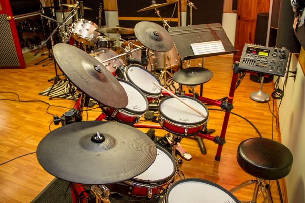 The Roland TD-10 kit with Toontrack's Superior Drummer at The Happy Hands Club Recording Studio, LLC