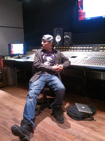 Getting comfy on the SSL at Metalworks.
