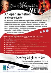 From Mozart to Metal - a Q and A/open opportunity discussion session