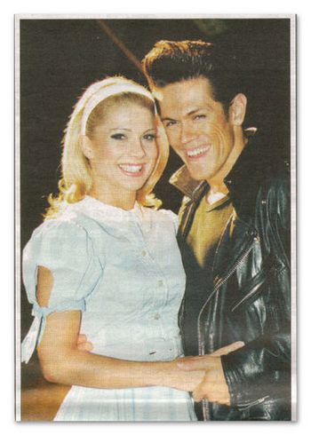 Natalie Bassingthwaighte as 'Sandy' & MiG as 'Danny Zuko' in GREASE
