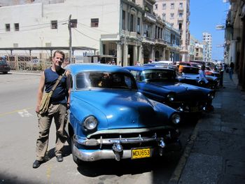 In Centro Havana with a fleet of classic American cars
