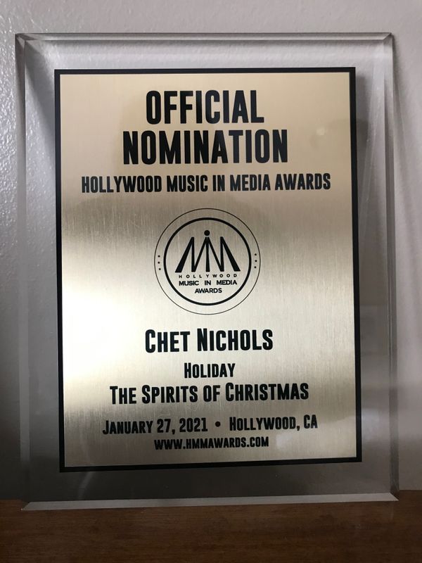 "The Spirits Of Christmas" - was recently named a Finalist in the 2020/21 Hollywood Music In Media Awards in the Holiday category. The award's ceremony will be this January 2021.