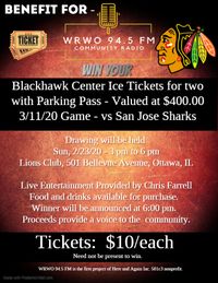 Black Hawks Tickets Fundraiser for WRWO 94.5 FM/LP Community Radio