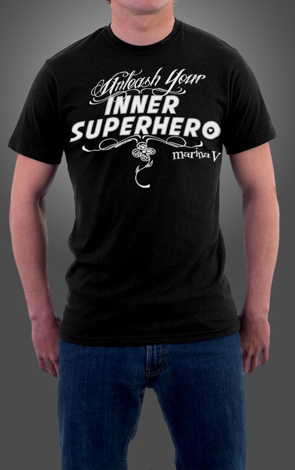 UNLEASH YOUR INNER SUPERHERO men's tshirt BLACK (XXL ONLY) - Marina V