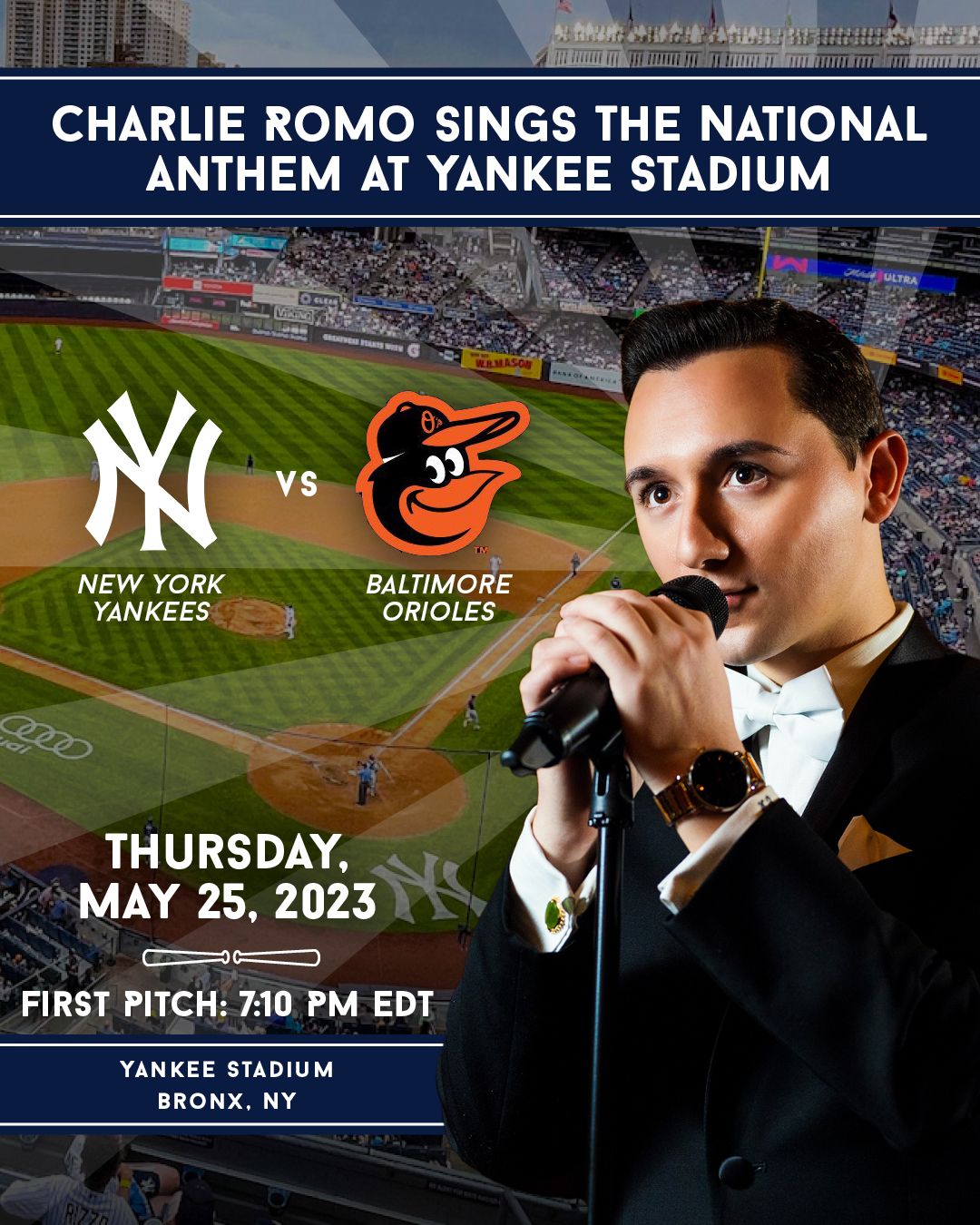 Charlie Romo Sings The National Anthem at Yankee Stadium @ Yankee