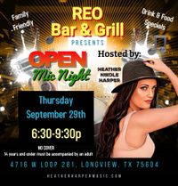 Open Mic Night at REO Bar & Grill Hosted by Heather Harper