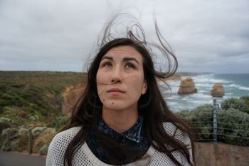 Standing (pensively?) in front of the Twelve Apostles when we shot the 'Caroline' video.
