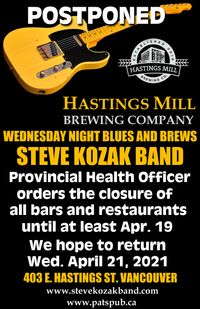 Postponed! - Wednesday Night Blues & Brews with The Steve Kozak Band