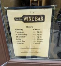 Water Street Wine Bar Debut!