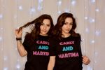Black Carly and Martina Muti-Color Fonts T-shirts