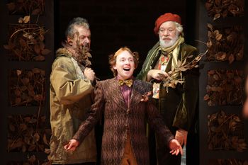 Alan Stocks (Fabian), Adam Keast (Andrew Aguecheek), Matthew Kelly (Toby Belch) in Twelfth Night ©StephenVaughan
