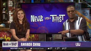 Amanda enjoying time filling in as co-host on WGNO News with a Twist
