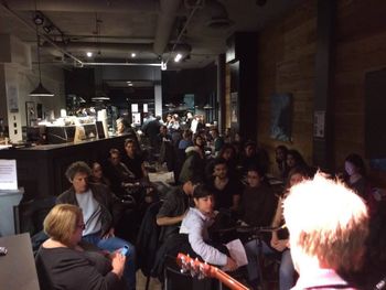 Waiting to go on and play. Busy night at "TREES" downtown Vancouver. May 2017
