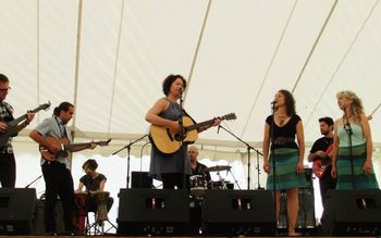 Hillside Festival with Brenda McMorrow. L - R: Jason Fowler, Nick Zubeck, Morgan Doctor, Brenda, Adam Bowman, Shannon, Jesse Turton, Tannis Slimmon
