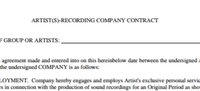Artist- Recording Company Contract 