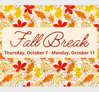 Closed for Fall Break (Thu-Mon-- back to dance on Tue, Oct 12)