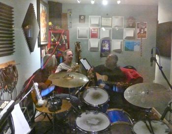 Dave, Rick & Me workin' out an arrangement.  Photo by Shawn Nourse.
