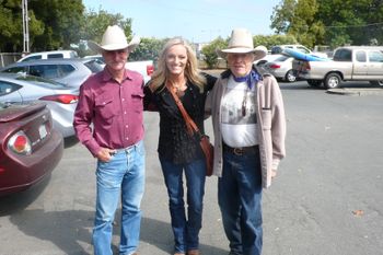 Napa Valley CA. Gail Stieger, Trinity Seely - an award winning cowgirl singer from British Columbia, Canada and Jack. That night I bunked up with Jack, he was kind enough to share his $160 Motel 6 room with me, cheapest around found in the town of nearby Napa.  Funny thing, it didn’t seem much different than any other $39.99 Motel 6 room off of the highway, but then things are a little different in Napa Valley.  I wonder what thoughts my fellow Sturgis, MI native, Tom Bodet, has on such matters…
