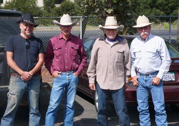 Napa, CA. On my left is Gail Steiger, a ranch foreman and friend from Prescott, AZ who’s also a poet and fine singer/songwriter. To the left of Jack is another friend, Joel Nelson,  legendary Cowboy Poet and Horse Breaker from Alpine, TX. I was driving down the coast and tracked down Jack in Yountville, they were all there for a cowboy poetry event.  Joel was bunking up with Gail, we hung out in their room for a nice evening of tellin’ stories and drinkin’ Cowboy Poetry wine.
