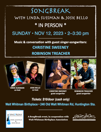  SongBreak "In-Person" Series featuring Christine Sweeney and Robinson Treacher (co-hosted by Linda Sussman & Josie Bello)
