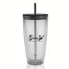  Limited Edition Double Wall Insulation Clear & Black Plastic Tumbler w/Straw + FREE GIFT