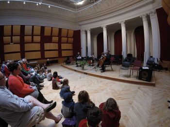 The audience enjoys a performance by the Pittsburgh Cello Quartet
