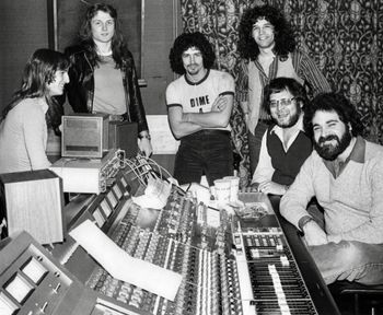 The 2nd album team at work, Howard, Denton, Kim, Jim and producers Don  Lorusso and Dale Jacobs
