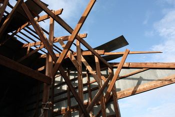 Inside the barn, looking to the west side roof.
