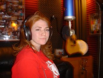 Tiffany Clark (Aka The Original Lady Mirabelle) recording vocals for Welcome to the Show, 2008
