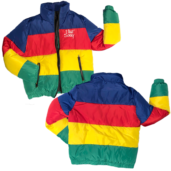 Primary Colorblock "I Ain't Sorry" Puffer Jacket