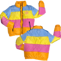 Pastel Colorblock "I Ain't Sorry" Puffer Jacket