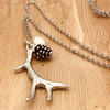 Silver Antler Pendant w/ Freshwater Pearl