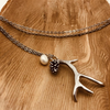 Silver Antler Pendant w/ Freshwater Pearl