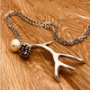 Silver Antler Pendant w/ Freshwater Pearl