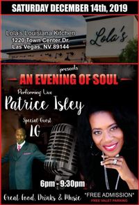 Patrice Isley performing at Lola’s with Special Guest LG