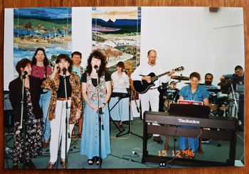 our st martins church band with caz peterson, leigh tait, mel parents, mark peterson, steve campbell, lyn mulholland, lisa richards and george wilson
