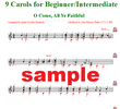 9 Christmas Carols for Late Elementary/Intermediate Level Guitar: Melody with Chords