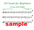 10 Christmas Carols for Beginners: Melody with Open Basses