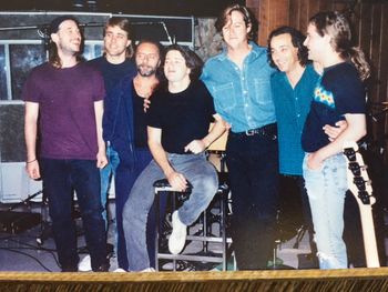 Apostles in the studio circa 1992 (l-r Jimmy, engineer, producer Eddie Offord (Yes, 311), Bret Everett, Charlie Colin, manager Bob Ringe, Rob Hotchkiss
